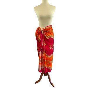 Sarong Orange Sea Turtle Pareo Fringed Rayon Dress Skirt Beach Cover Wrap